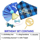 KUTKUT Dog Birthday Bandana Girl Boy - Birthday Party Supplies - Puppy Birthday Hat Scarf Happy Birthday Banner Dog Boy Girl Birthday Outfit for Pet Puppy Cat - kutkutstyle